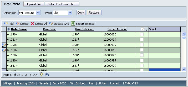 The image depicts the Maps screen showing examples of Like mapping of accounts.